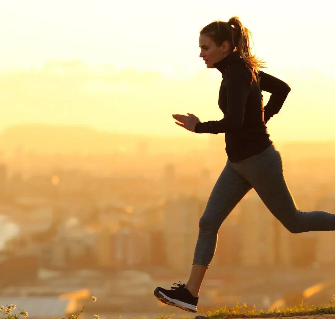 A woman burning calories by jogging