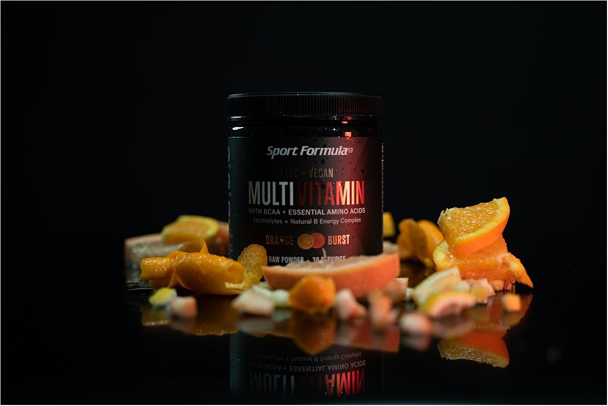 Multivitamin tub with Orange Burst flavor.