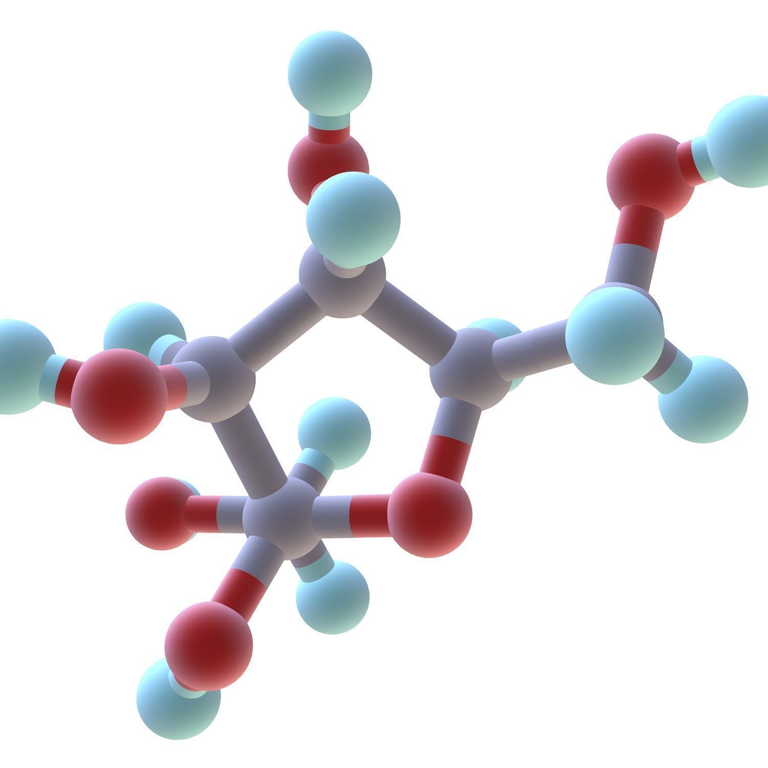 Model of a fructose molecule.