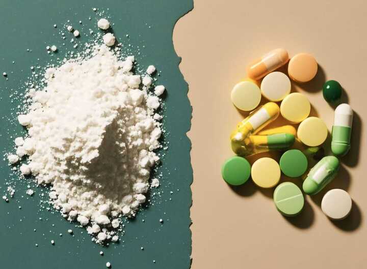 Comparison of powdered vitamins and pill vitamins showing differences in absorption and nutrient delivery.