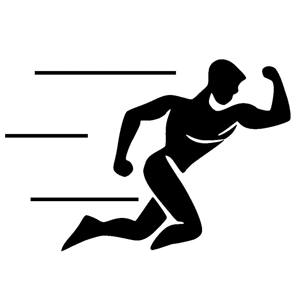 Black silhouette of a sprinter with a white background