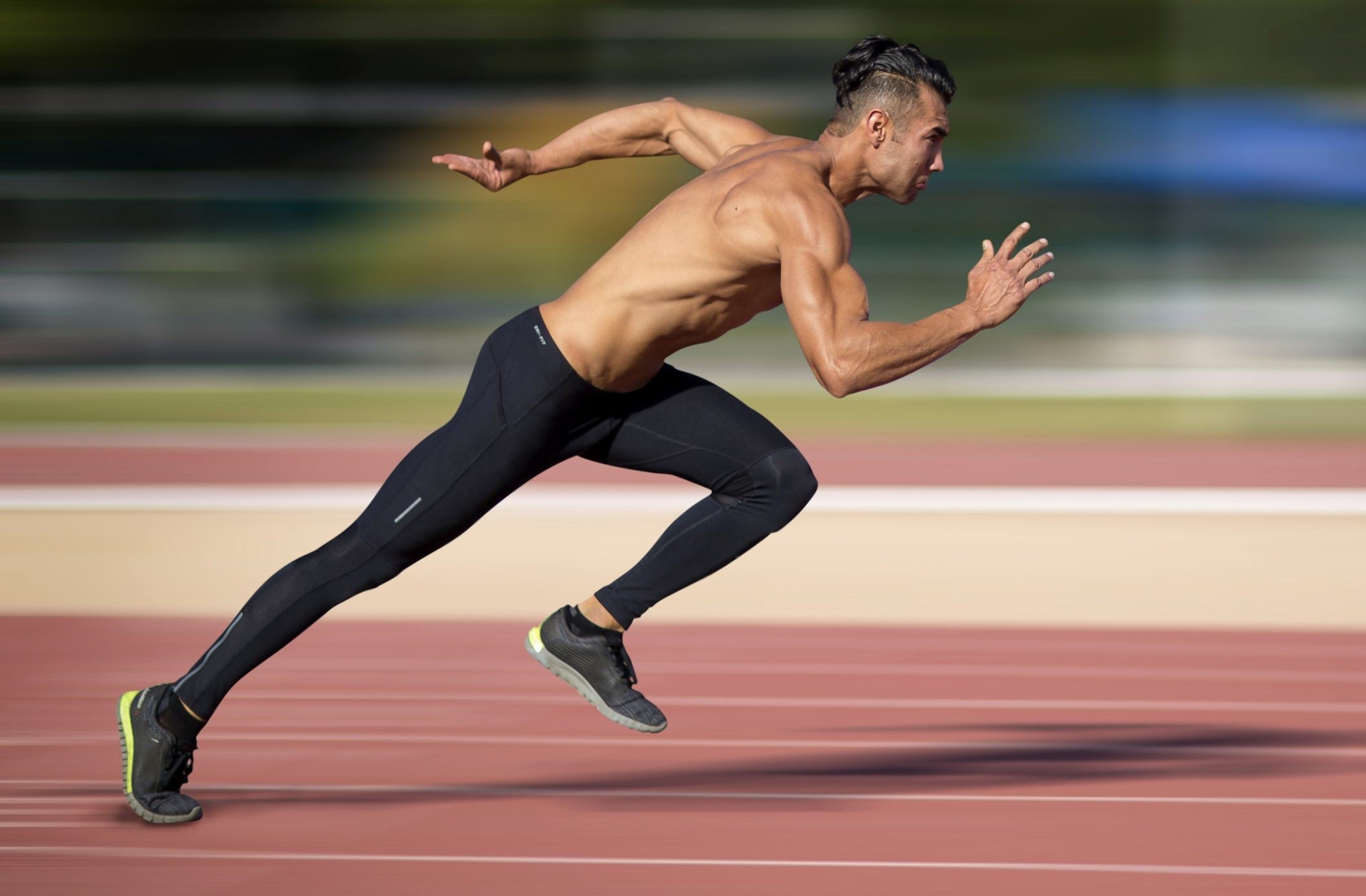 A man running at high speed.